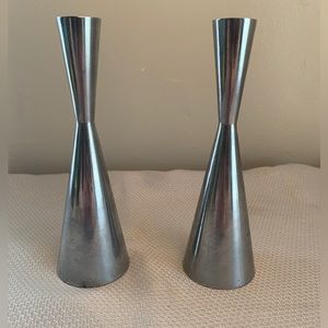 IKEA Modern Danish Metal Hourglass Taper Candle Holders Pre-owned